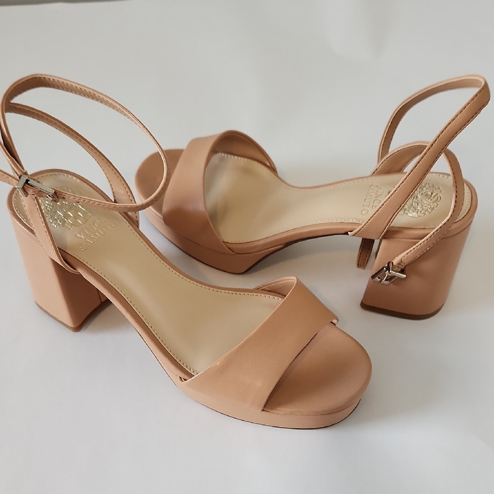 Vince Camuto Tan Sandals with Block Heel